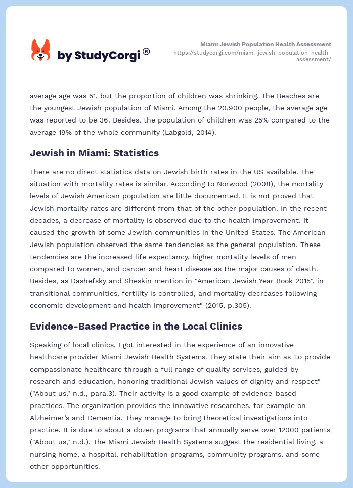 Miami Jewish Population Health Assessment. Page 2