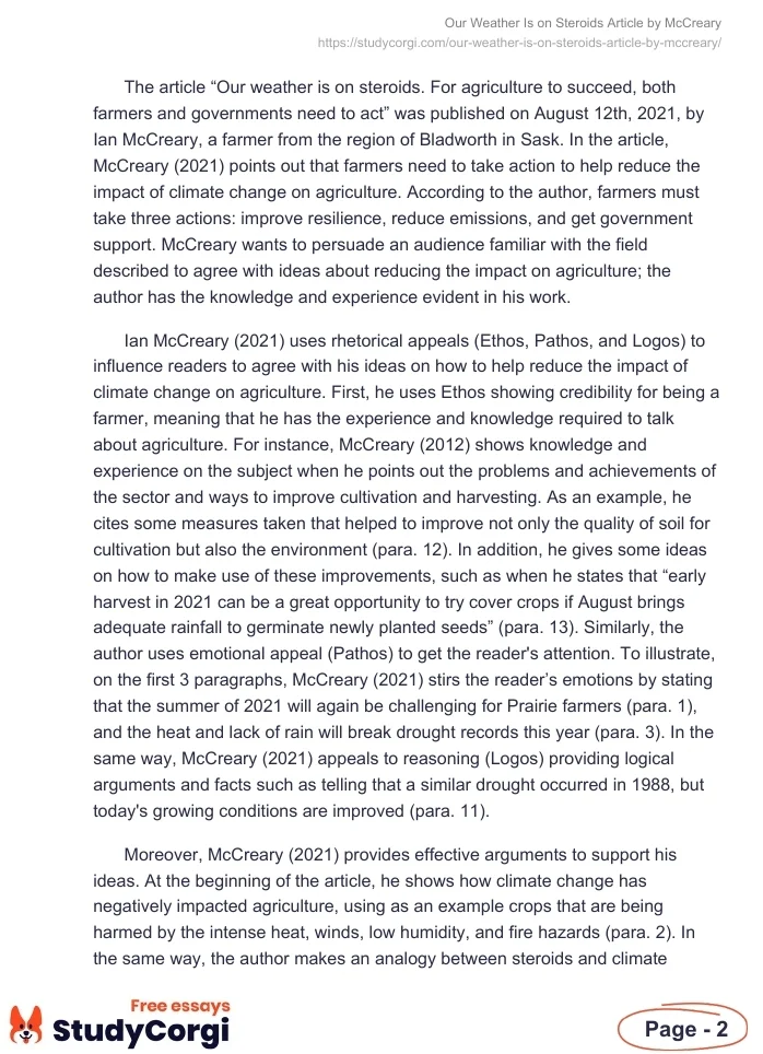 "Our Weather Is on Steroids" Article by McCreary. Page 2