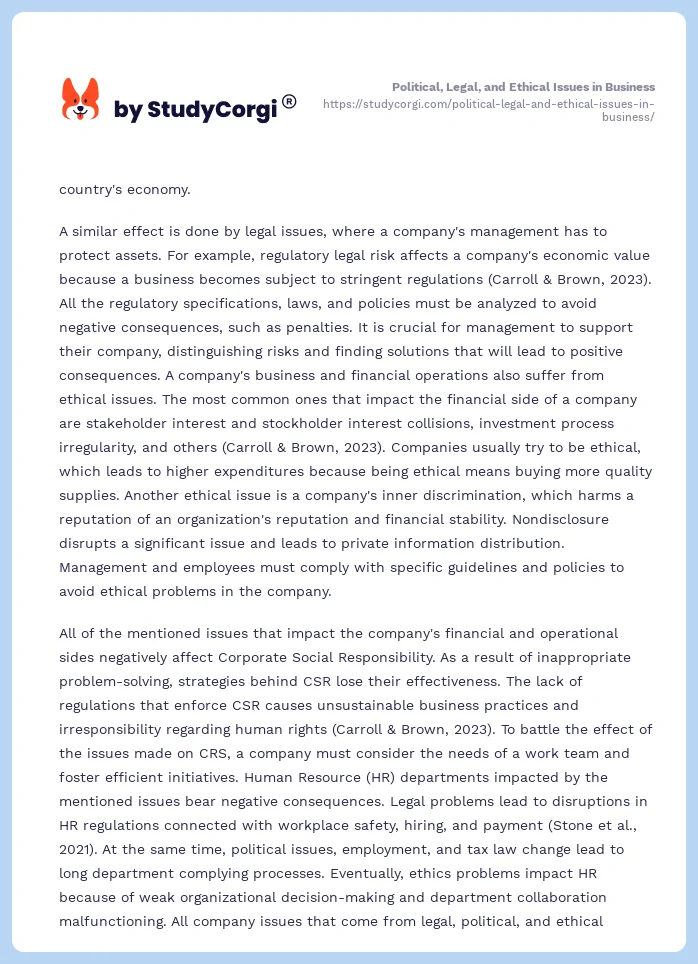 Political, Legal, and Ethical Issues in Business. Page 2