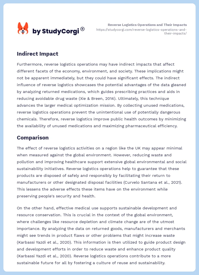Reverse Logistics Operations and Their Impacts. Page 2