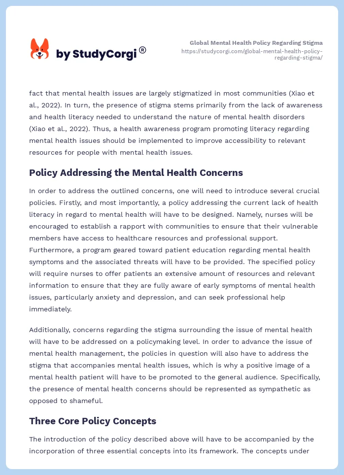 Global Mental Health Policy Regarding Stigma. Page 2