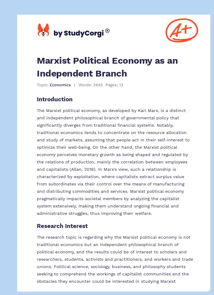 Marxist Political Economy as an Independent Branch. Page 1