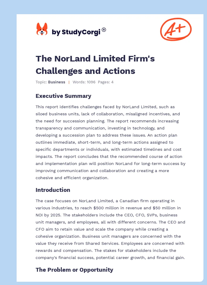 The NorLand Limited Firm's Challenges and Actions. Page 1