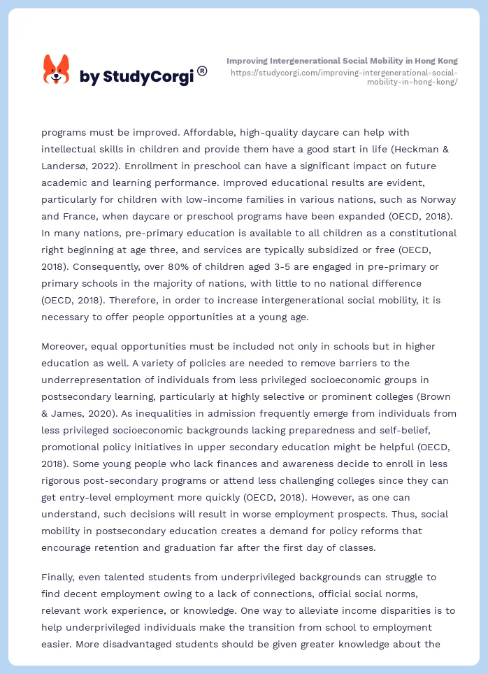 Improving Intergenerational Social Mobility in Hong Kong. Page 2