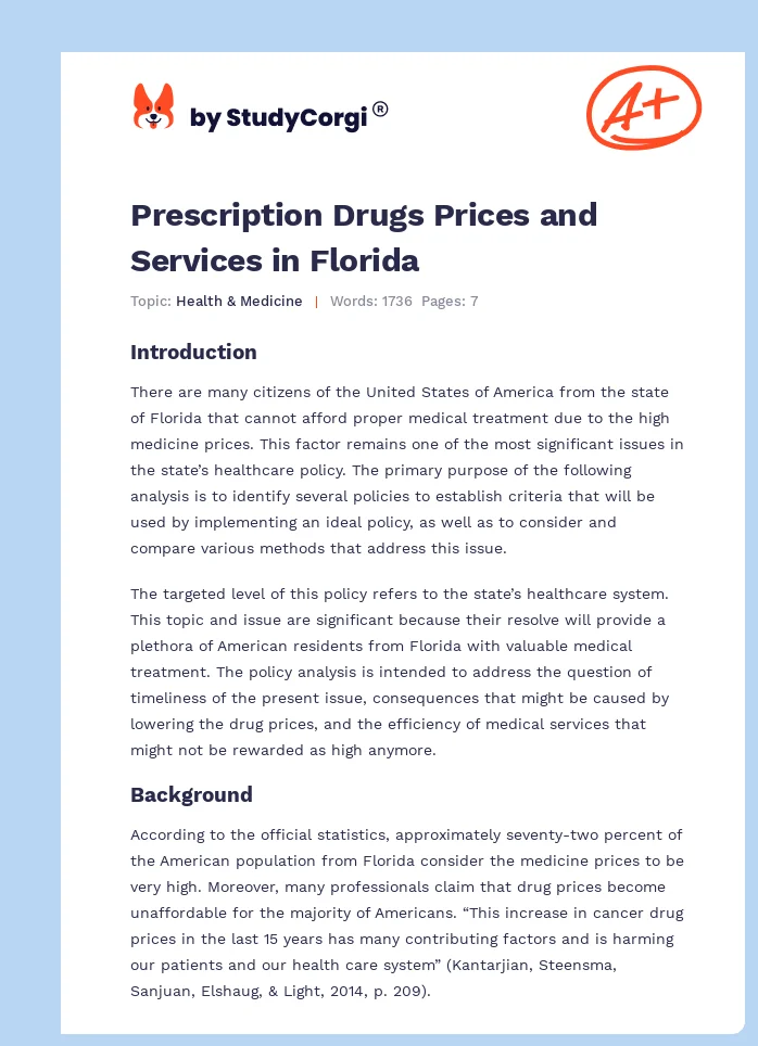 Prescription Drugs Prices and Services in Florida. Page 1