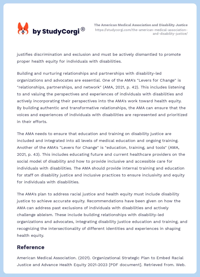 The American Medical Association and Disability Justice. Page 2