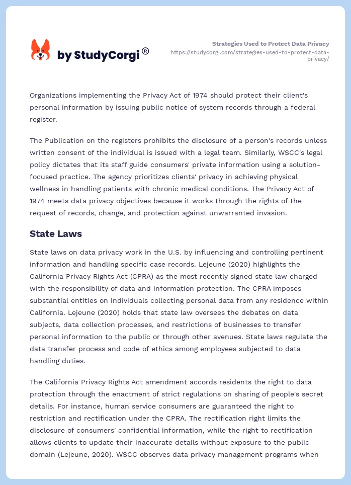 Strategies Used to Protect Data Privacy. Page 2