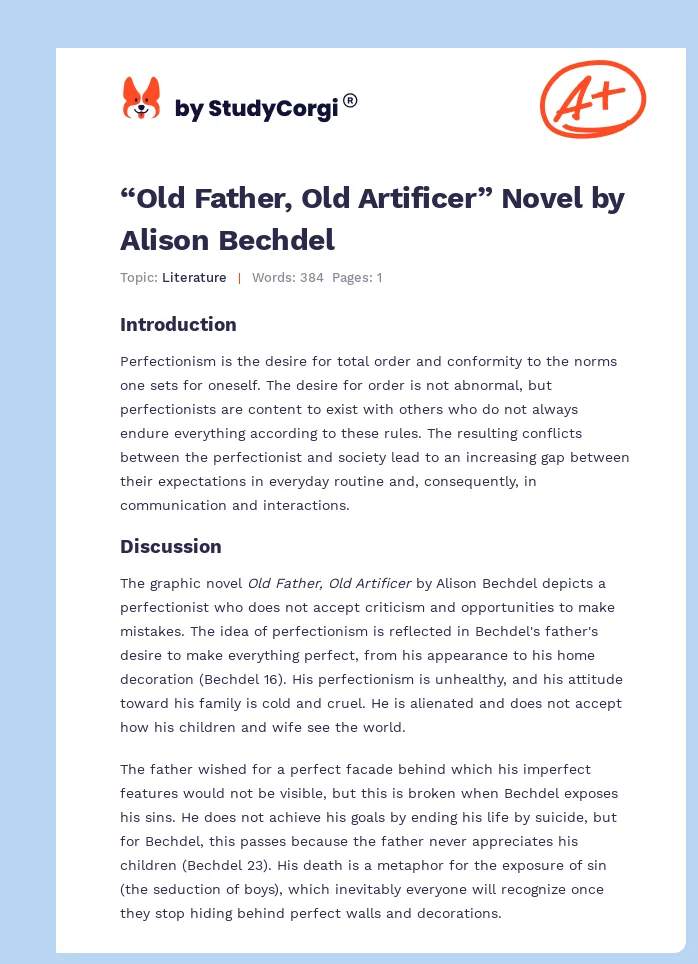 “Old Father, Old Artificer” Novel by Alison Bechdel. Page 1