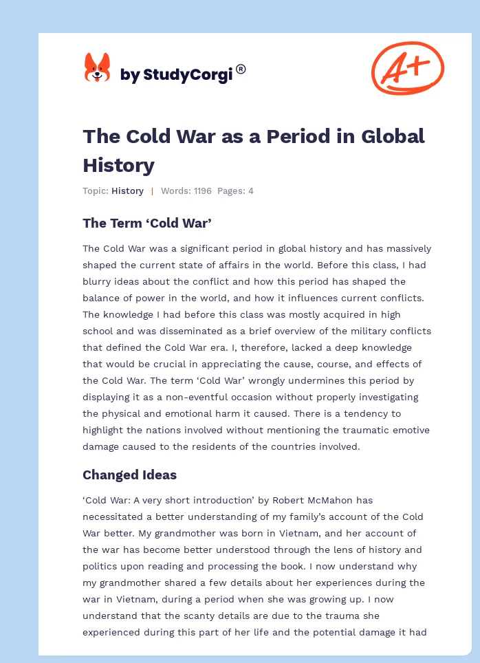 The Cold War as a Period in Global History. Page 1