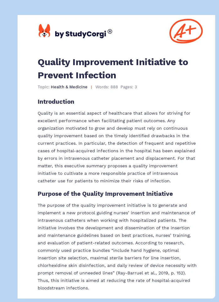 Quality Improvement Initiative to Prevent Infection. Page 1