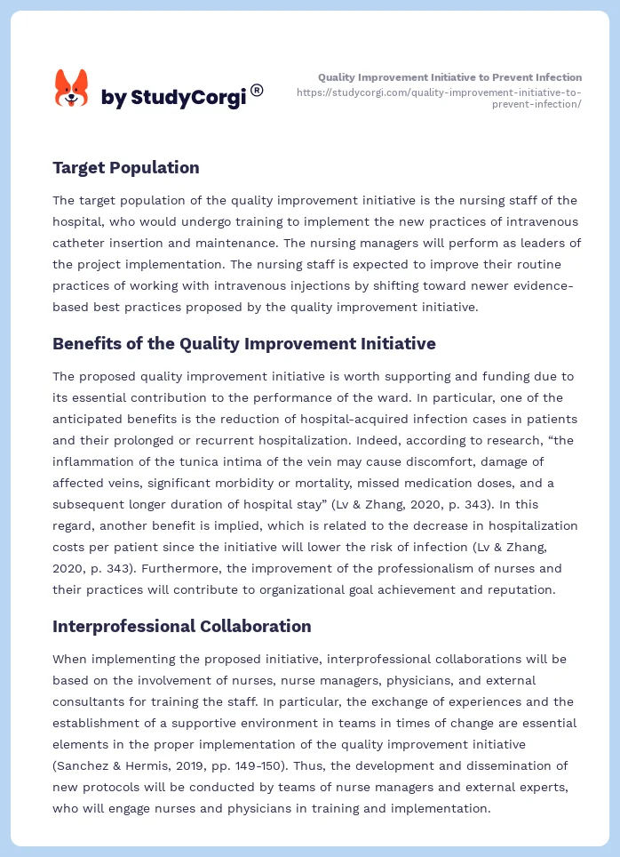 Quality Improvement Initiative to Prevent Infection. Page 2