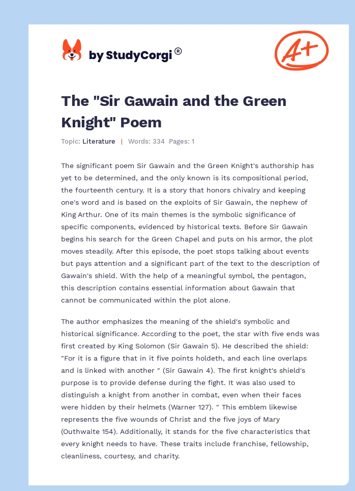 The "Sir Gawain and the Green Knight" Poem. Page 1