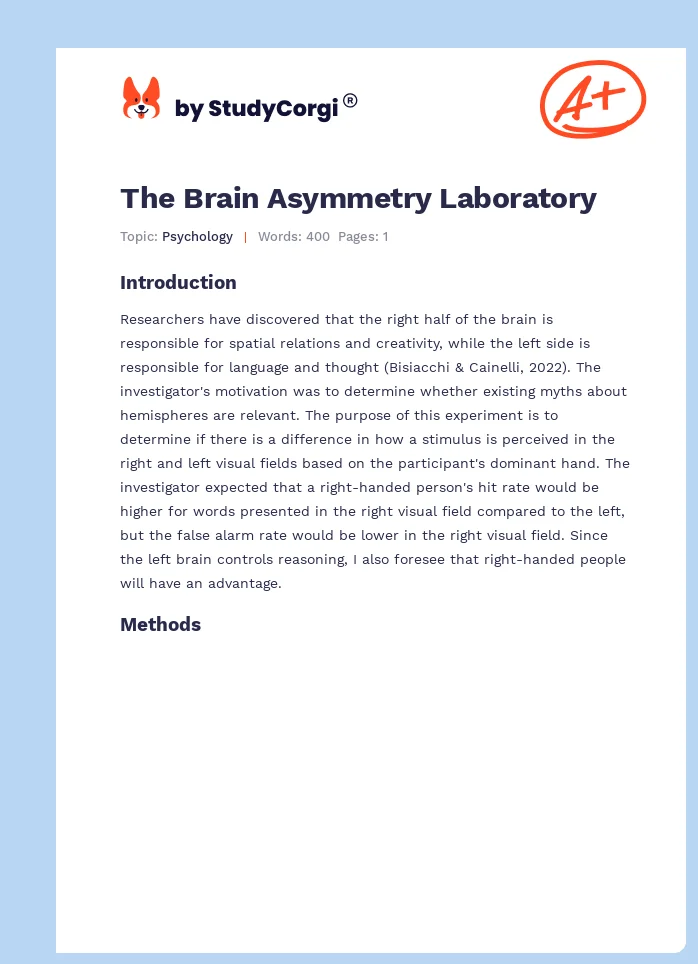 The Brain Asymmetry Laboratory. Page 1