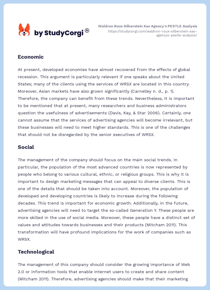 Waldron Roux Silberstein Xao Agency's PESTLE Analysis. Page 2