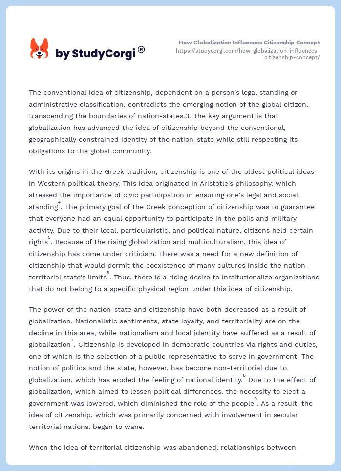 How Globalization Influences Citizenship Concept. Page 2