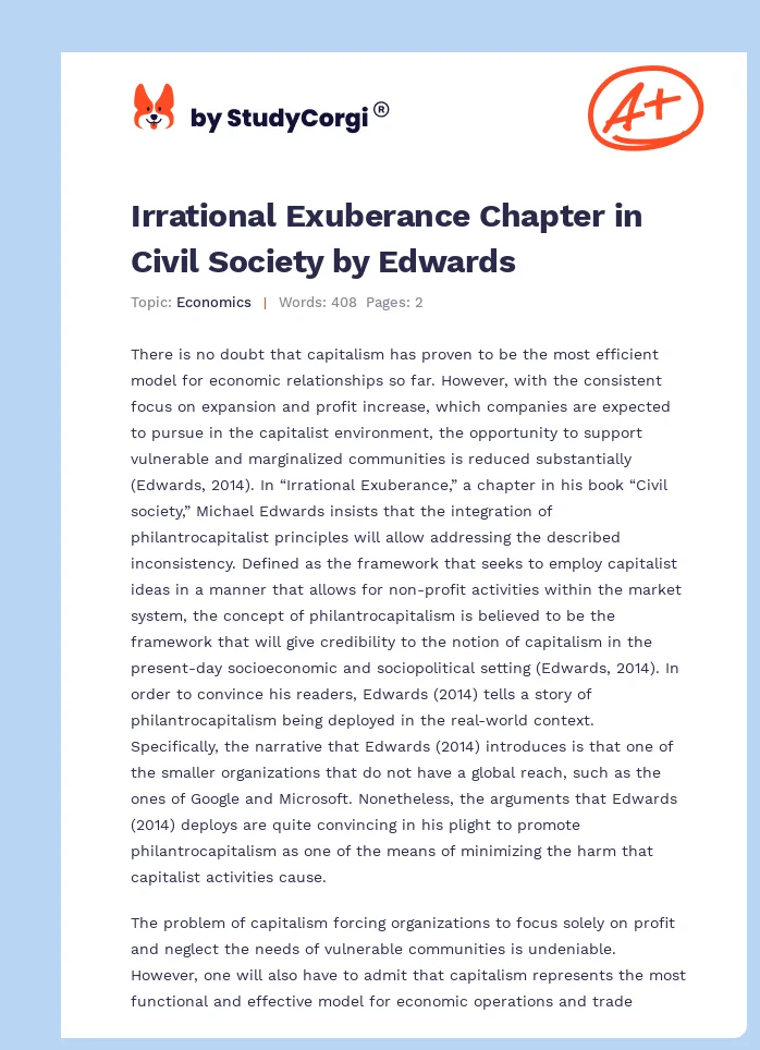 Irrational Exuberance Chapter in Civil Society by Edwards. Page 1