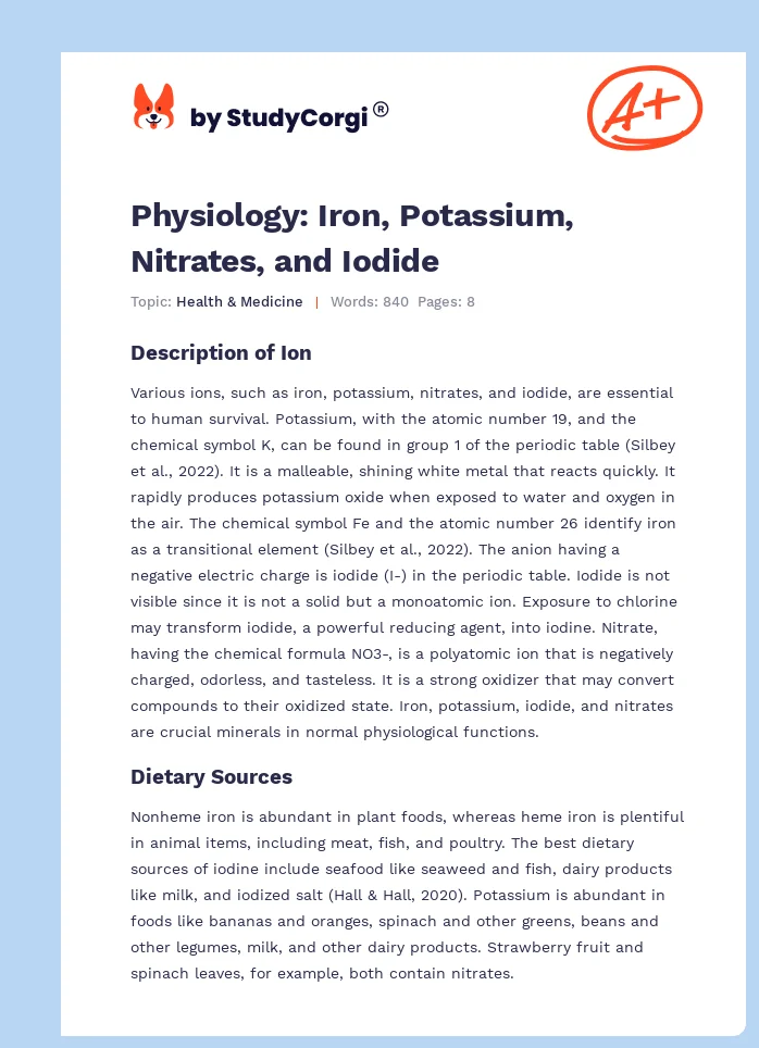 Physiology: Iron, Potassium, Nitrates, and Iodide. Page 1