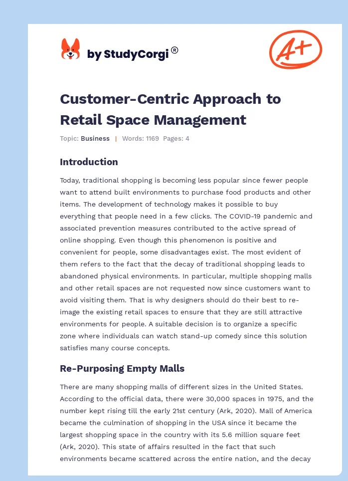 Customer-Centric Approach to Retail Space Management. Page 1