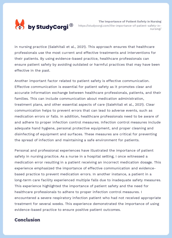 The Importance of Patient Safety in Nursing. Page 2
