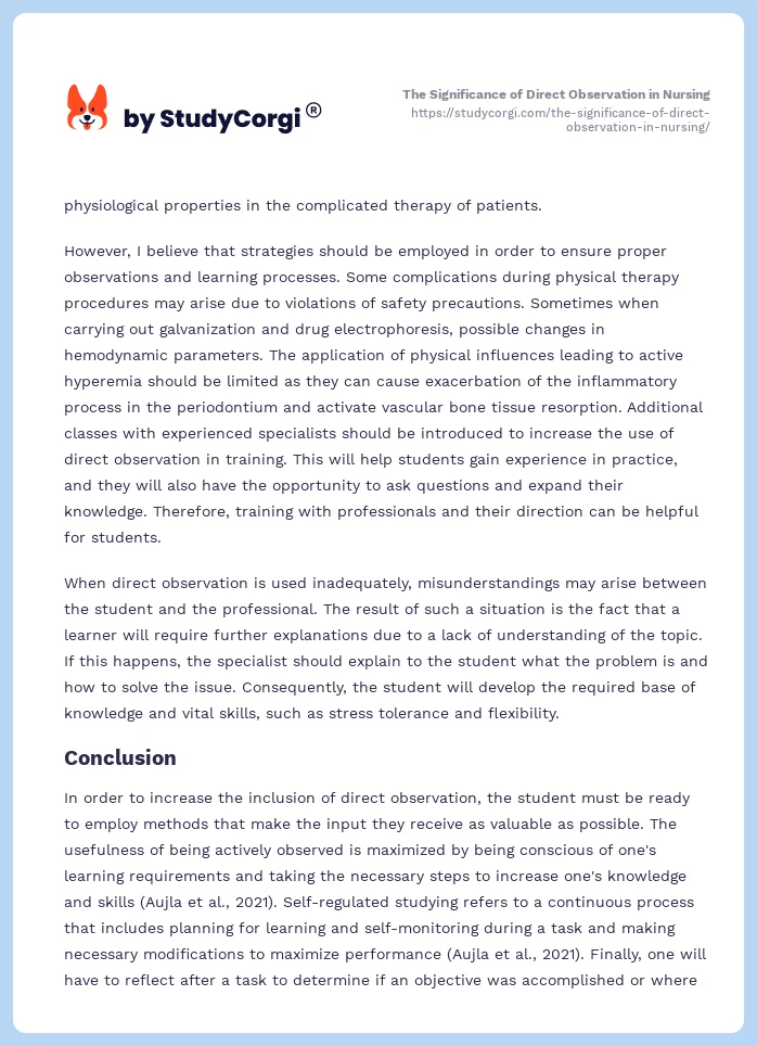 The Significance of Direct Observation in Nursing. Page 2