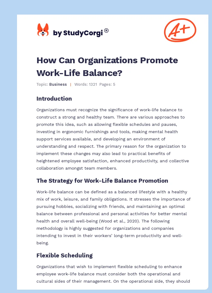 How Can Organizations Promote Work-Life Balance?. Page 1