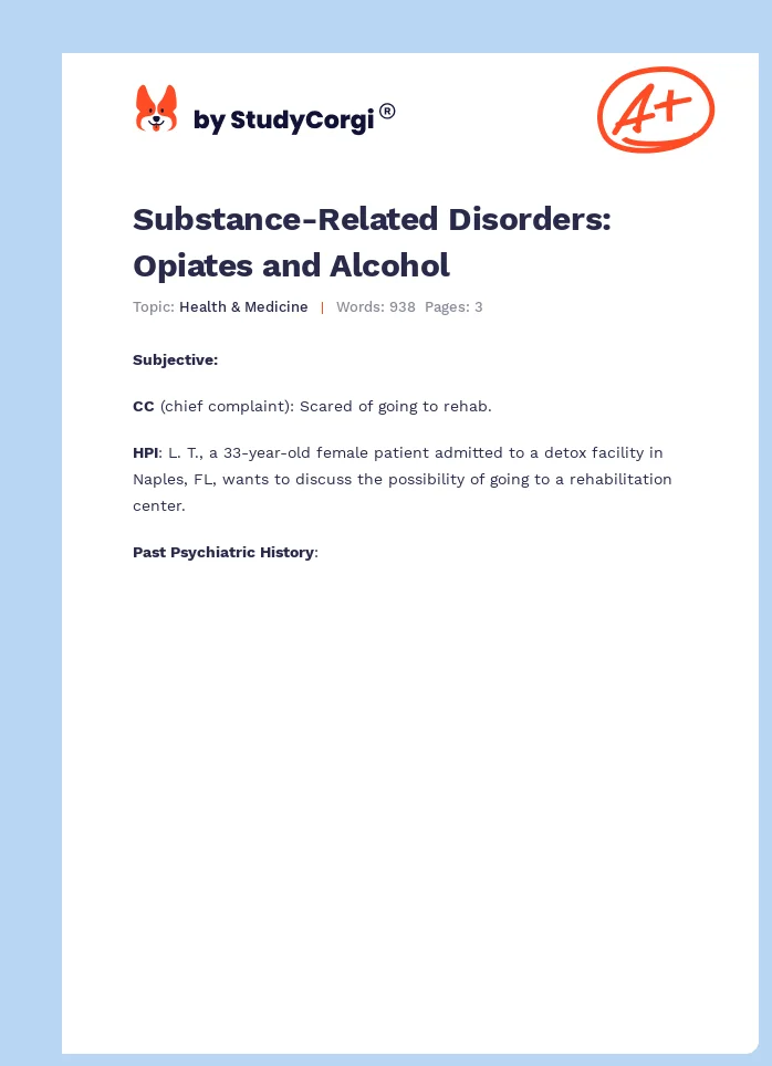 Substance-Related Disorders: Opiates and Alcohol. Page 1