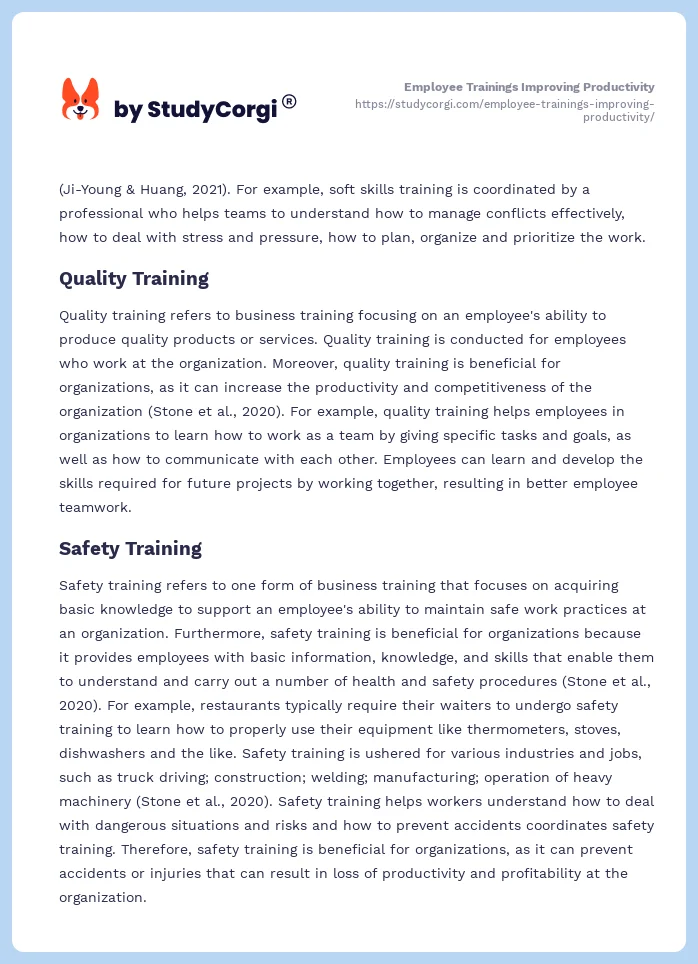 Employee Trainings Improving Productivity. Page 2