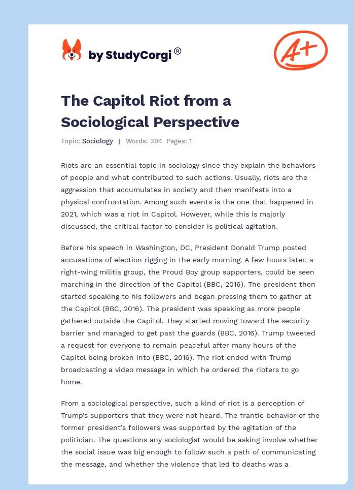 The Capitol Riot from a Sociological Perspective. Page 1