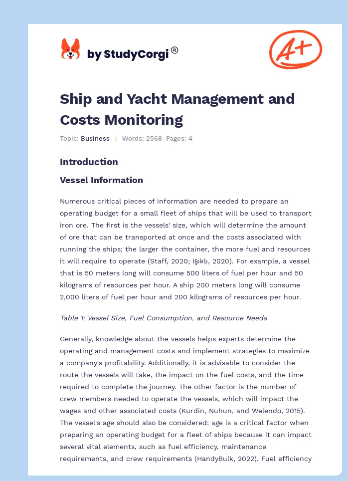 Ship and Yacht Management and Costs Monitoring. Page 1