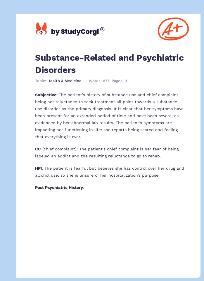 Substance-Related and Psychiatric Disorders. Page 1