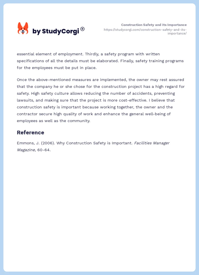 Construction Safety and Its Importance. Page 2