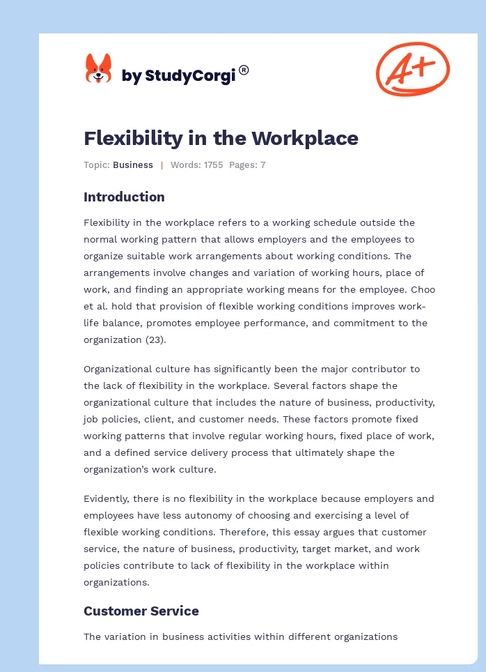 Flexibility in the Workplace. Page 1