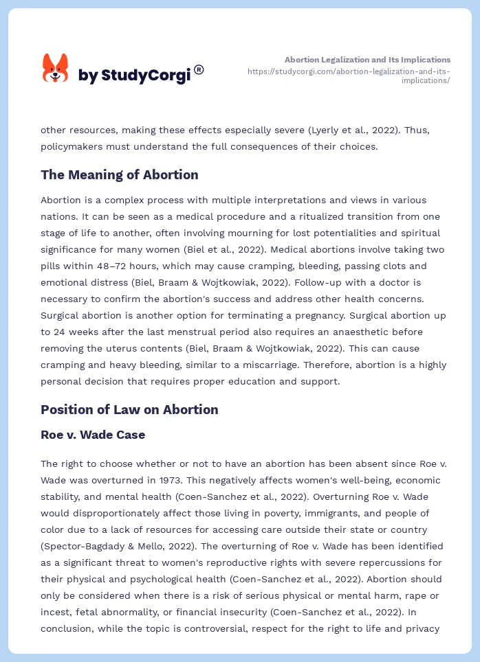 Abortion Legalization and Its Implications. Page 2