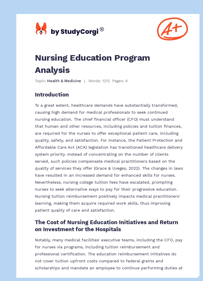 Nursing Education Program Analysis. Page 1