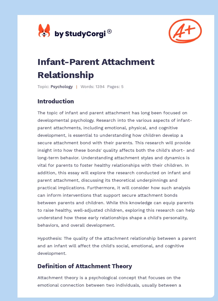 Infant-Parent Attachment Relationship. Page 1