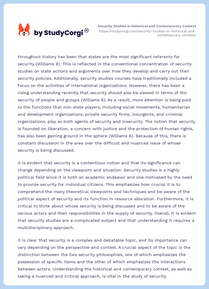 Security Studies in Historical and Contemporary Context. Page 2