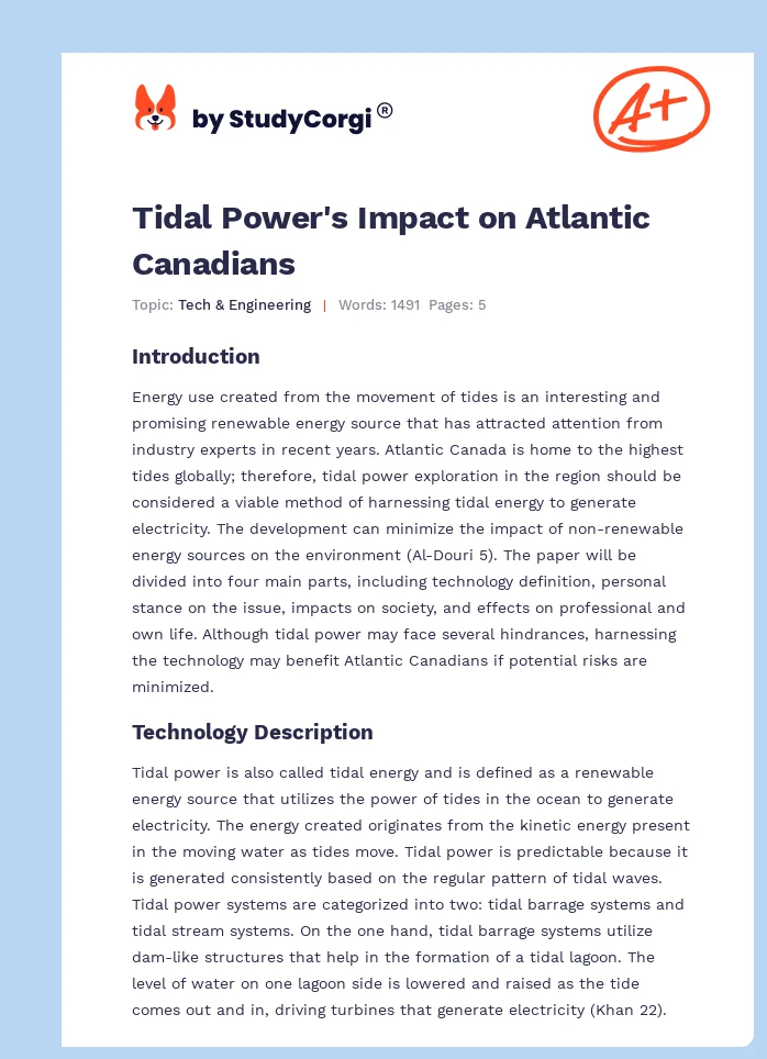 Tidal Power's Impact on Atlantic Canadians. Page 1