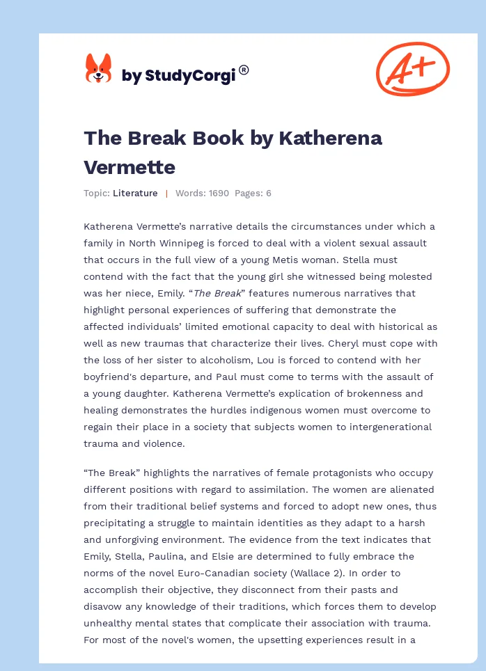 The Break Book by Katherena Vermette. Page 1