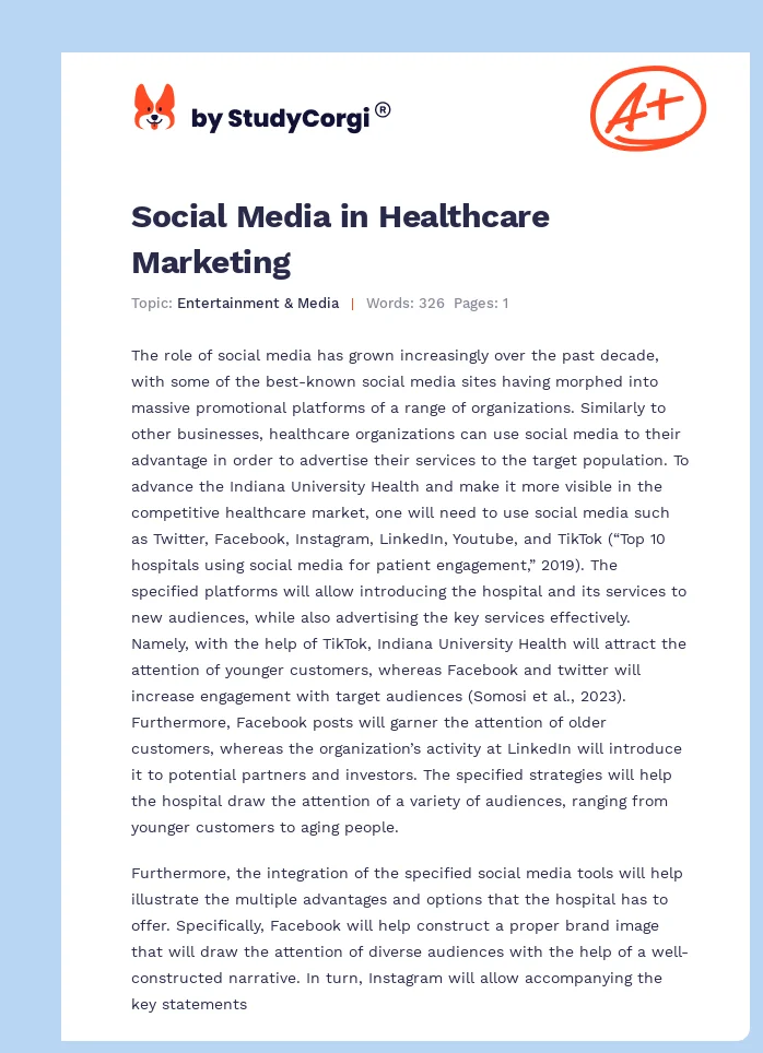 Social Media in Healthcare Marketing. Page 1