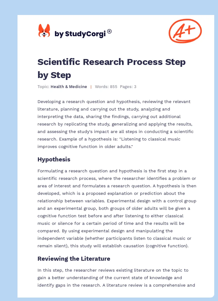Scientific Research Process Step by Step. Page 1