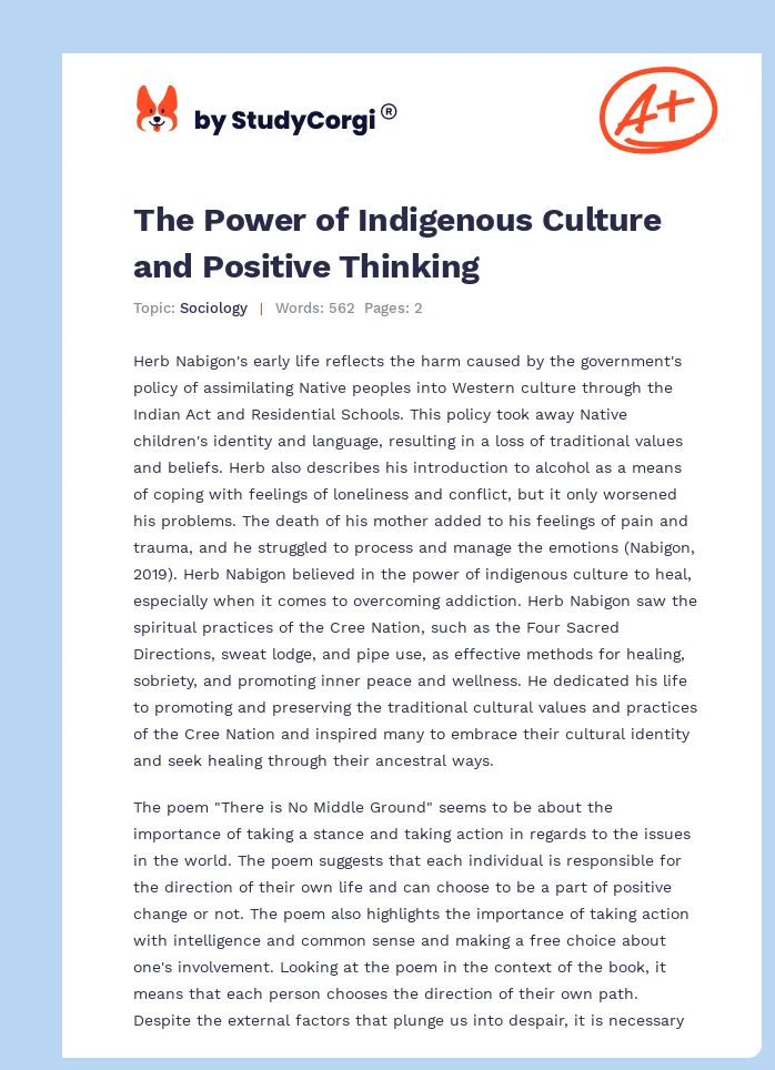 The Power of Indigenous Culture and Positive Thinking. Page 1