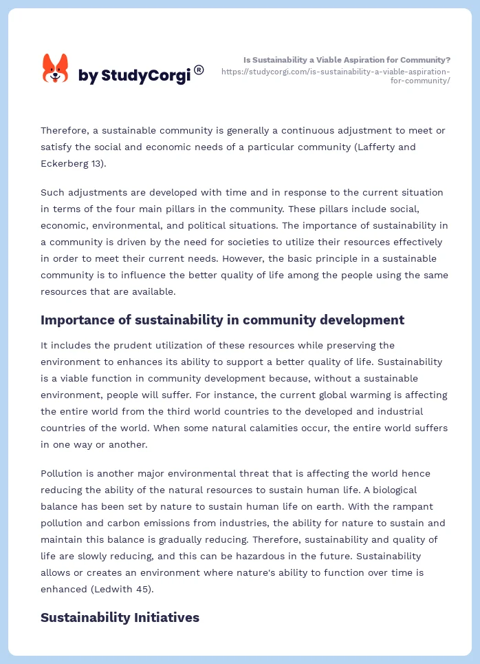 Is Sustainability a Viable Aspiration for Community?. Page 2