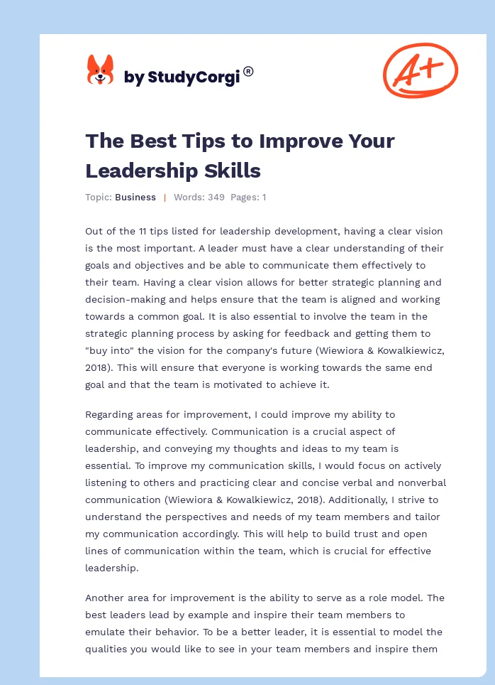 The Best Tips to Improve Your Leadership Skills. Page 1