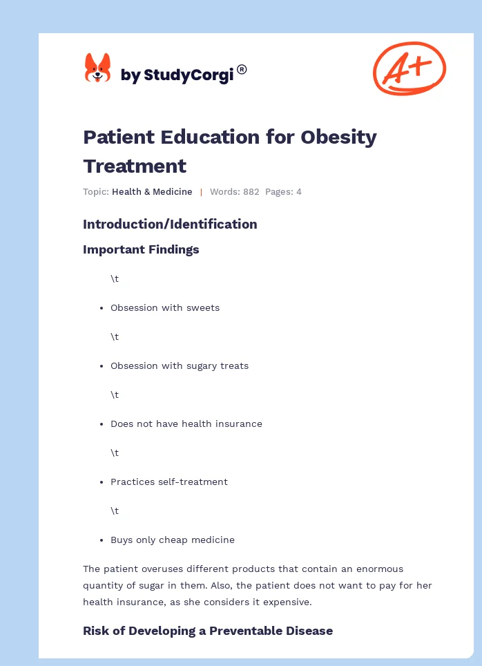 Patient Education for Obesity Treatment. Page 1