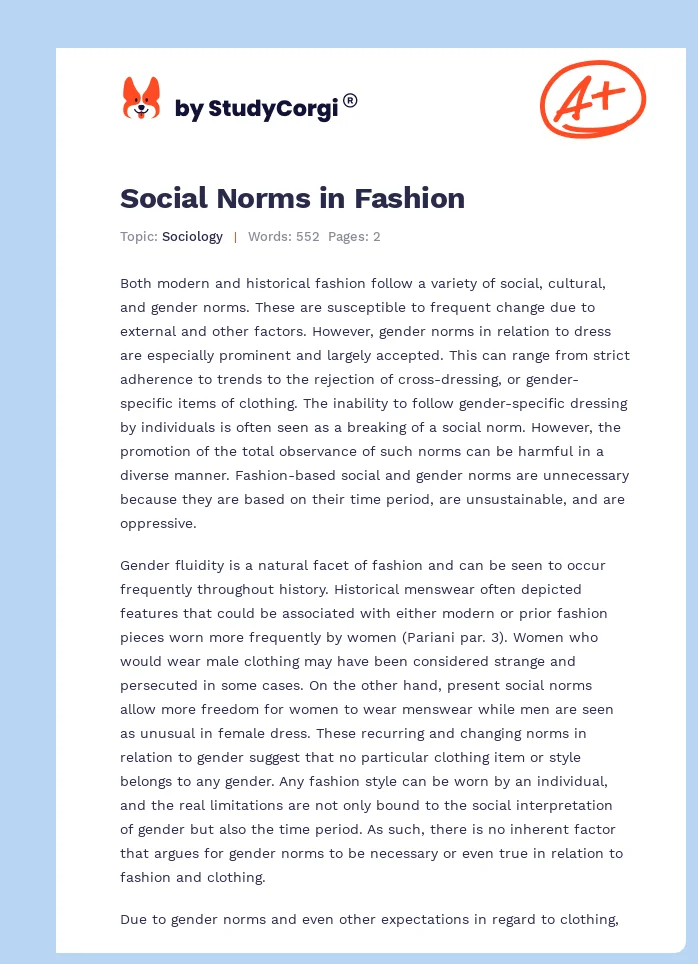 Social Norms in Fashion. Page 1