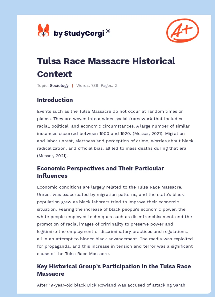 Tulsa Race Massacre Historical Context. Page 1