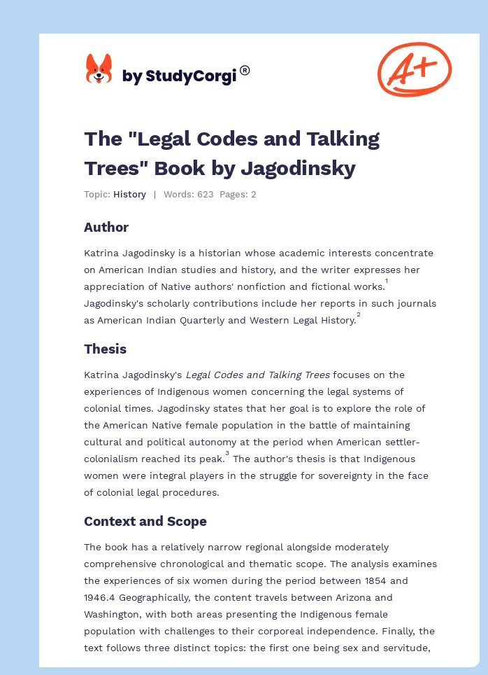 The "Legal Codes and Talking Trees" Book by Jagodinsky. Page 1