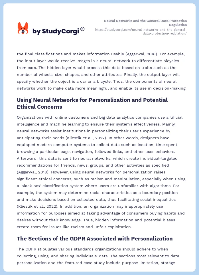 Neural Networks and the General Data Protection Regulation. Page 2