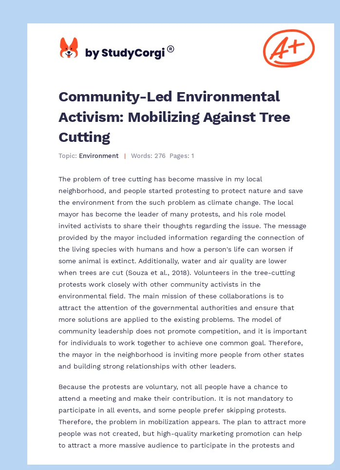 Community-Led Environmental Activism: Mobilizing Against Tree Cutting. Page 1