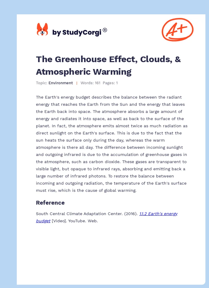The Greenhouse Effect, Clouds, & Atmospheric Warming. Page 1
